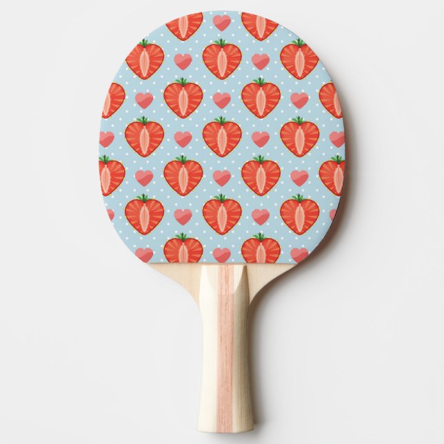 Heart Strawberries with Polka Dots And Hearts Ping Pong Paddle (Front)
