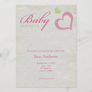 Heart Strings Baby Shower - Pink & Green Invitation