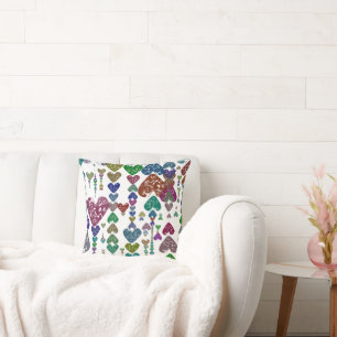 Heart strings throw pillow