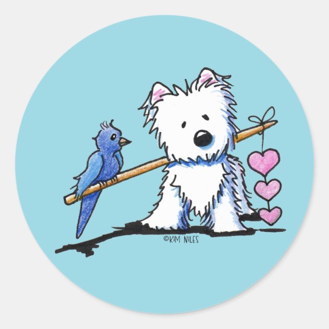 Heart Strings Westie Sticker (Devant)