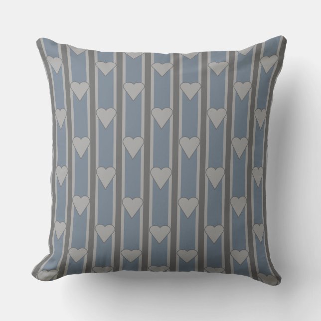 Heart Striped Throw Pillow (Front)