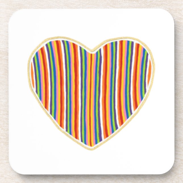 Heart Stripes Set of 6 Coasters (Front)