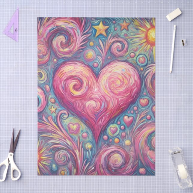 Heart Sun Stars Swirls Whimsical Decoupage Tissue Paper (Craft)