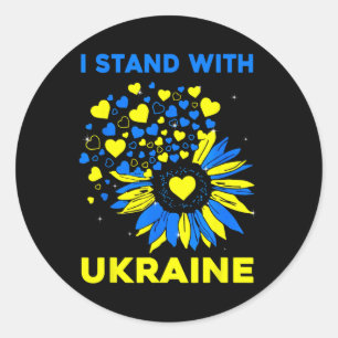 Heart Sunflower I Stand With Ukraine  Classic Round Sticker