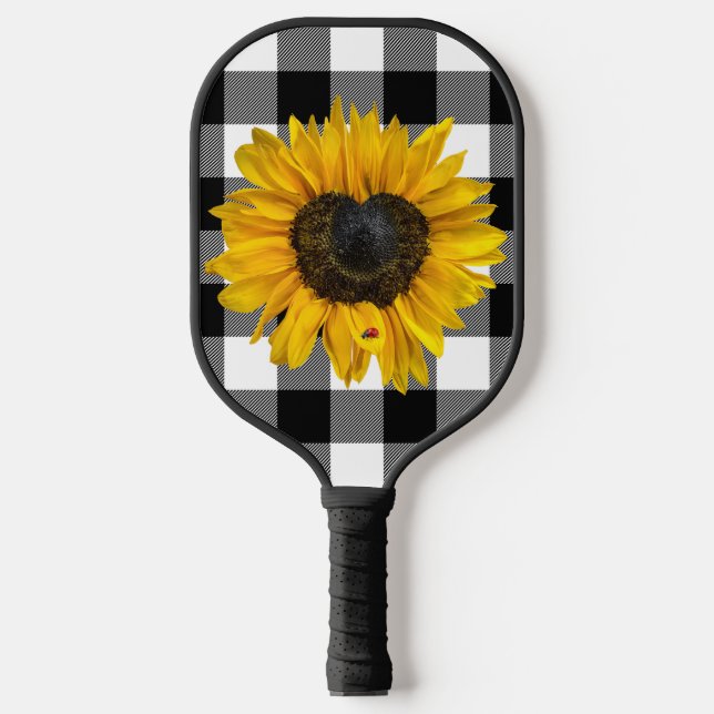 Heart Sunflower with Ladybug Pickleball Paddle (Front)