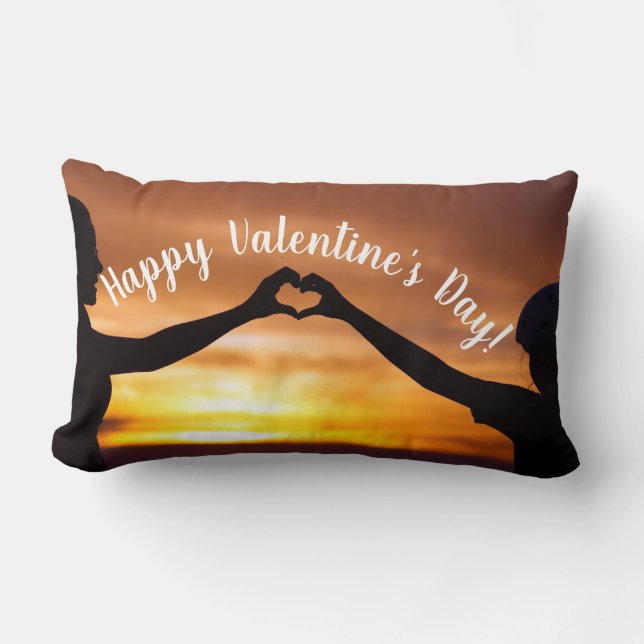 Heart Sunset Happy Valentine's Day Love Lumbar Pillow (Front)