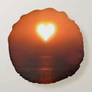 Heart Sunset Round Pillow