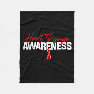 Heart Support Squad Red Ribbon Heart Disease Aware Fleece Blanket