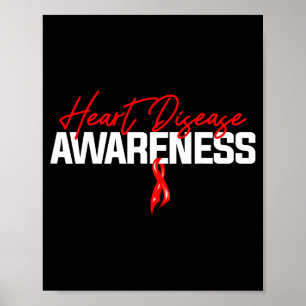 Heart Support Squad Red Ribbon Heart Disease Aware Poster