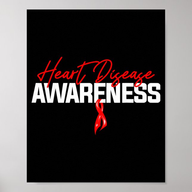 Heart Support Squad Red Ribbon Heart Disease Aware Poster (Front)