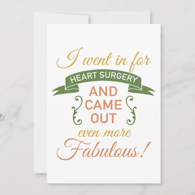 Heart Surgery Fabulous Recovery (Green) Invitation (Front)