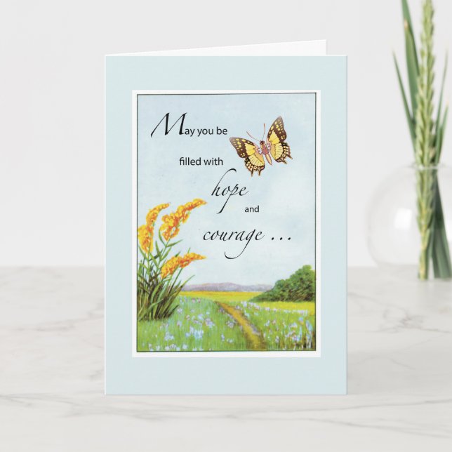 Heart Surgery Get Well with Butterfly Wildflower Card (Front)