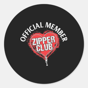 Heart Surgery Official Zipper Club Member Gift  Classic Round Sticker