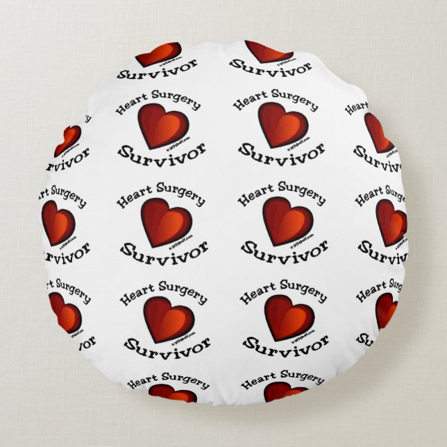 Heart Surgery Survivor Round Pillow (Front)