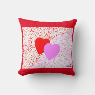 Heart Surprise Square Throw Pillow With Red