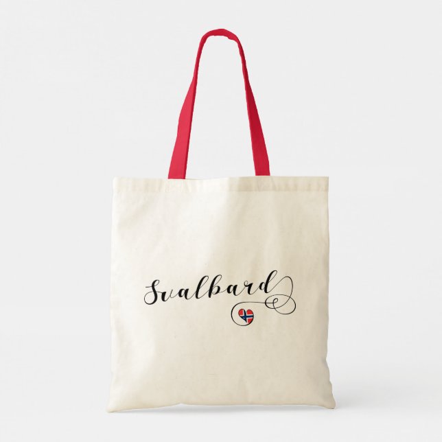 Heart Svalbard Flag, Spitsbergen, Norway Tote Bag (Back)
