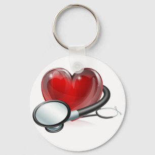 Heart symbol and stethoscope keychain