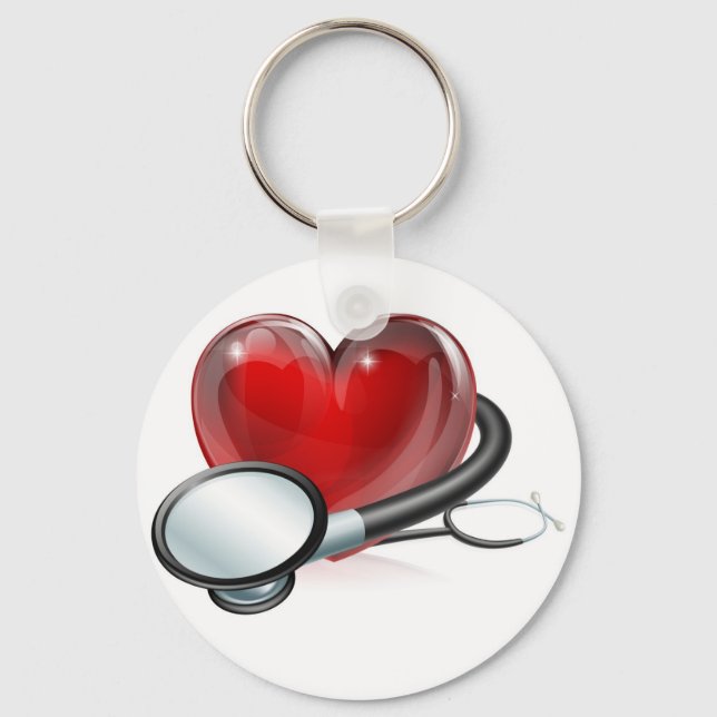 Heart symbol and stethoscope keychain (Front)