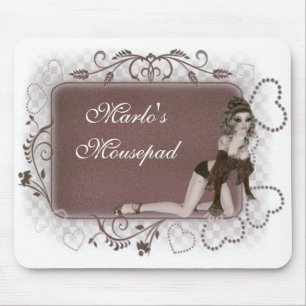 Heart Tag Elf Design - Customizable Mousepad