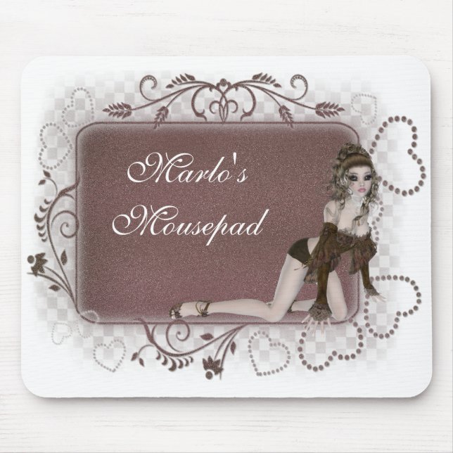 Heart Tag Elf Design - Customizable Mousepad (Front)