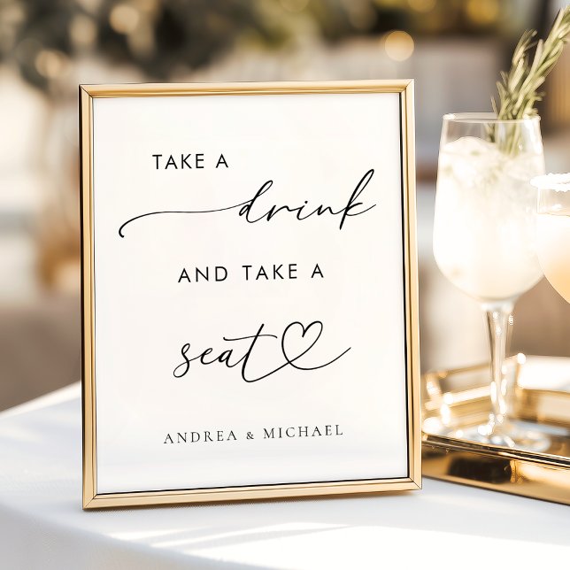 Heart Take a Drink and Take a Seat Wedding Sign (Creator Uploaded)