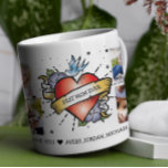 Heart Tattoo Personalized 8 Photo Collage Coffee Mug<br><div class="desc">Celebrate mom's one-of-a-kind style with this playful and heartfelt design! Featuring a bold tattoo-inspired heart declaring "Best Mom Ever, " complete with a charming dove and vibrant details, this mug is all about celebrating the queen of your family. Add cherished photo memories for a personal touch, and you've got the...</div>