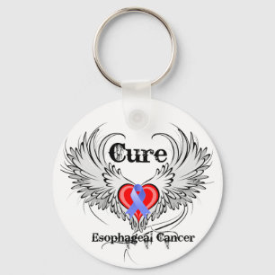 Heart Tattoo Wings - Cure Esophageal Cancer Keychain