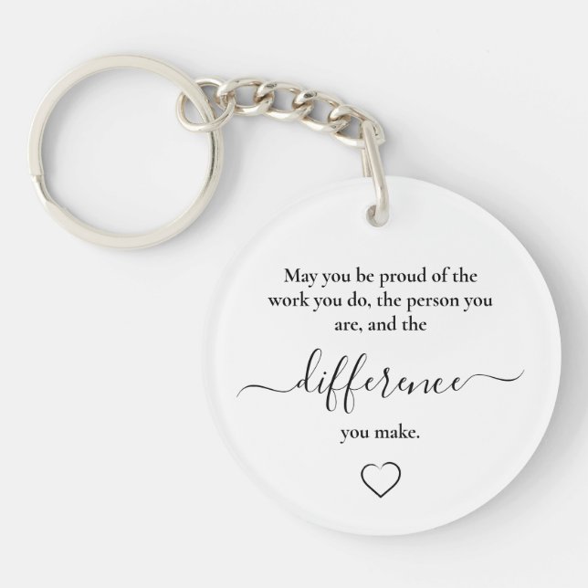 Heart Teacher Employee Recognition Retirement Gift Keychain (Front)
