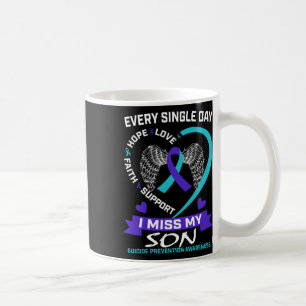 Heart Teal Purple I Miss My Son Suicide Awareness Coffee Mug