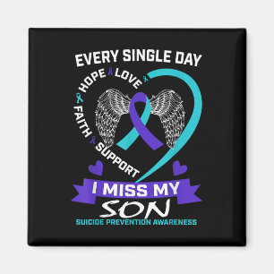 Heart Teal Purple I Miss My Son Suicide Awareness Magnet