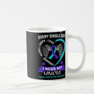 Heart Teal Purple Miss My Uncle Suicide Awareness Coffee Mug