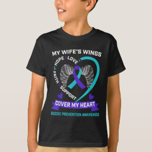 Heart Teal Purple Miss My Wife Suicide Awareness P T-Shirt