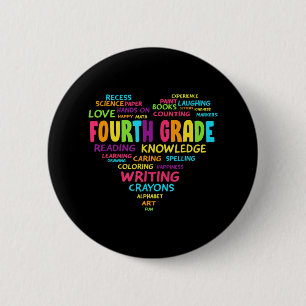 Heart Tee Fourth Grade Team Teacher Student Back T 2 Inch Round Button