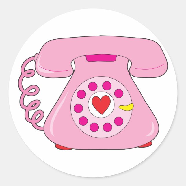 Heart Telephone Classic Round Sticker (Front)
