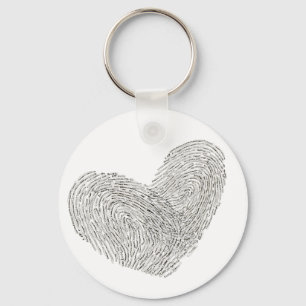 Heart text design in thumbprint seal keychain