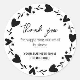 Heart Thank you for supporting our small business Classic Round Sticker