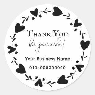 Heart   Thank you for your order Classic Round Sticker
