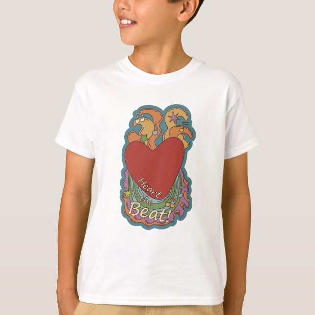 Heart the Beat Doodles for Music Lovers T-Shirt (Front)