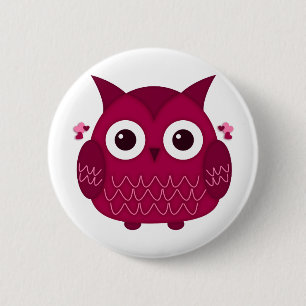 Heart the Pink Owl 2 Inch Round Button