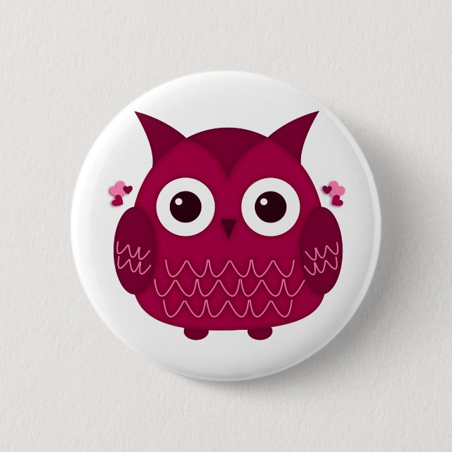 Heart the Pink Owl 2 Inch Round Button (Front)