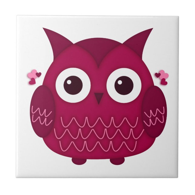 Heart the Pink Owl Tile (Front)