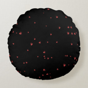 Heart Theme with Black Background Round Pillow