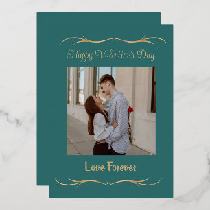 Heart-Themed Valentine’s Day Picture Frame Foil Holiday Card