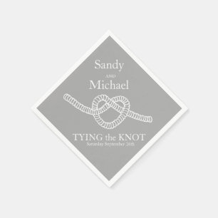 Heart tie the knot wedding grey party paper napkin