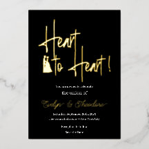 Heart to Heart Gold & White Foil Engagement Invita