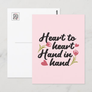 Heart to Heart, Hand to Hand - Romantic Quote Postcard