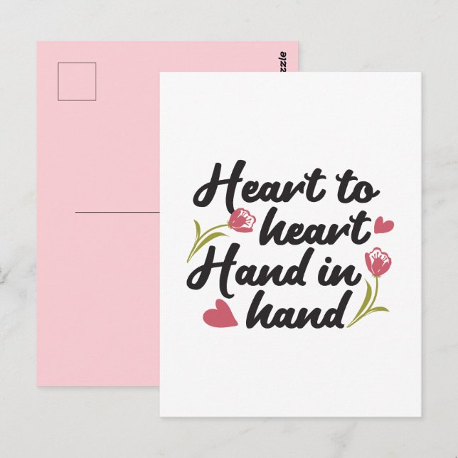 Heart to Heart, Hand to Hand - Romantic Quote Postcard (Front/Back)