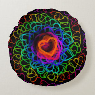 Heart to Hearts Groovy Rainbow Round Pillow
