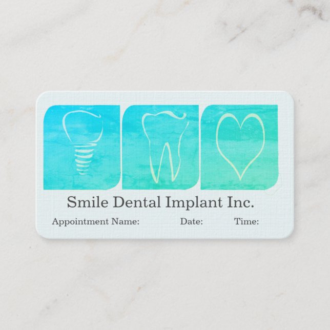 Heart Tooth Dental Implant Modern Dentistry Appointment Card (Front)