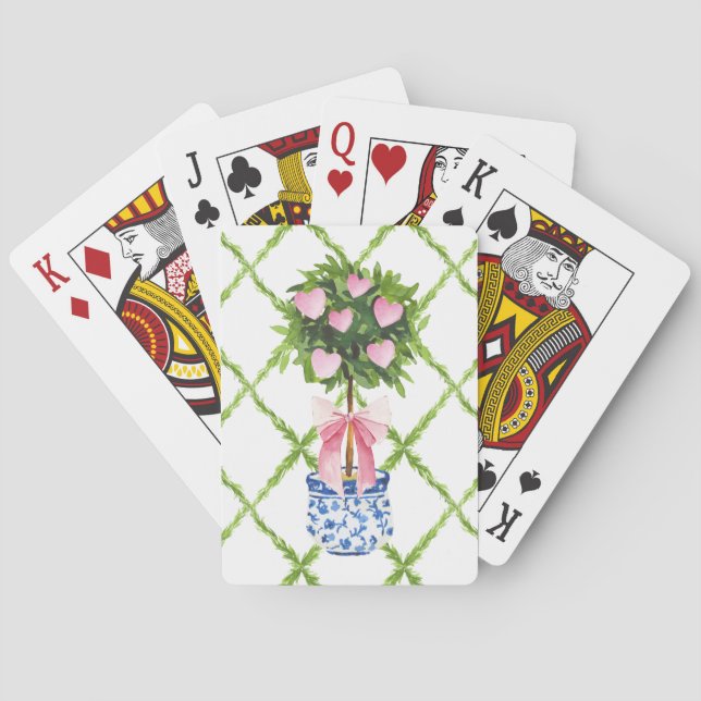 Heart Topiary Tree Chinoiserie Playing Cards (Back)